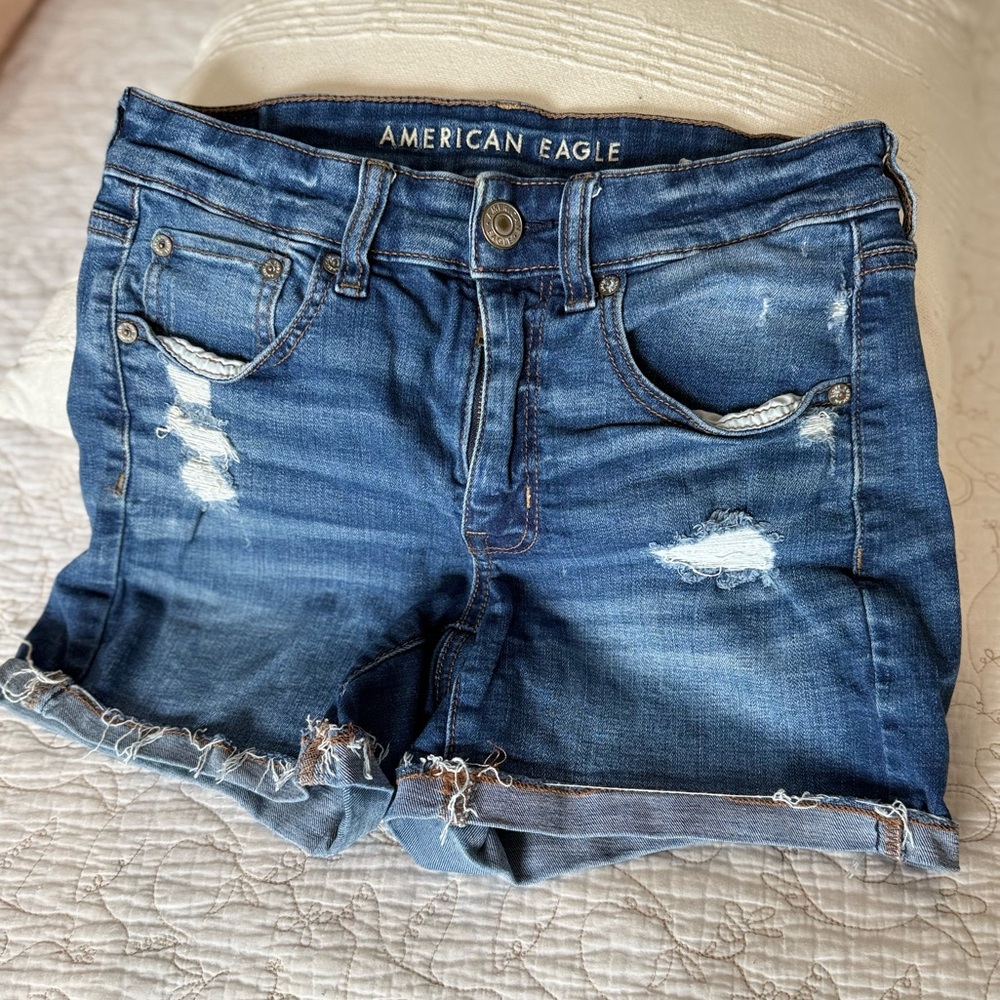 American Eagle Outfitters Distressed Blue Jean Shorts